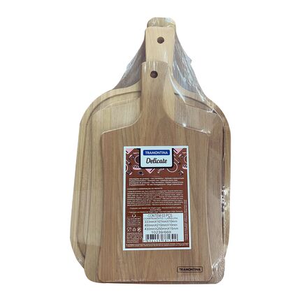 KIT TRAMONTINA DE TABUAS 3 PCS EM MADEIRA TAUARÍ COM ACABAMENTO LIXADO - SKU 10239669
