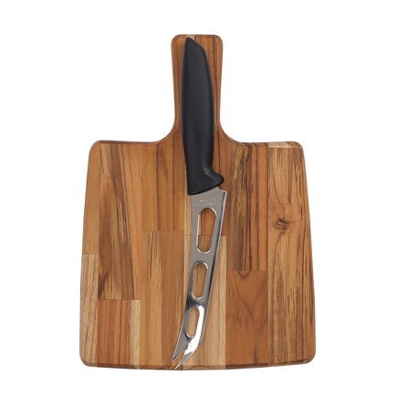 Kit T&aacute;bua com Faca para Queijo Tramontina em Madeira Teca finger FSC com Acabamento Lixado - SKU 10239417