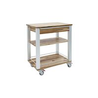 Teca Wooden Assistant Serving Cart with Drawers and Stands