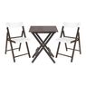 Potenza Set 1 Table + 4 Chairs Varnished Wood/White Plastic