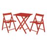 Potenza Set 1 Table + 4 Chairs Varnished Wood/White Plastic