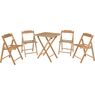 Tramontina Wood Chairs and Table Set Foldable Beer in Teak Wood with Sanded Finish 5 Pieces