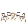 FSC Set of Tramontina Potenza Wood Folding Chairs and Table in Teak Wood with Natural Finish and Graphite Polypropylene 5 Pieces