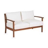 2 Seats Sofa with Arms Jatobá Wood and Acqua Block Upholstered - Fitt