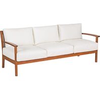 3 Seats Sofa with Arms Jatobá Wood and Acqua Block Upholstered - Fitt