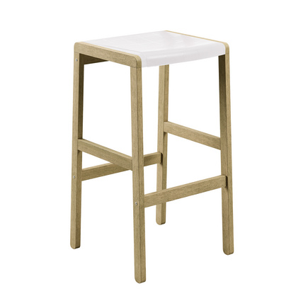 Banqueta Alta Tramontina Potenza Branca em Madeira Tauari FSC com Acabamento Natural - SKU 13721380 - 1