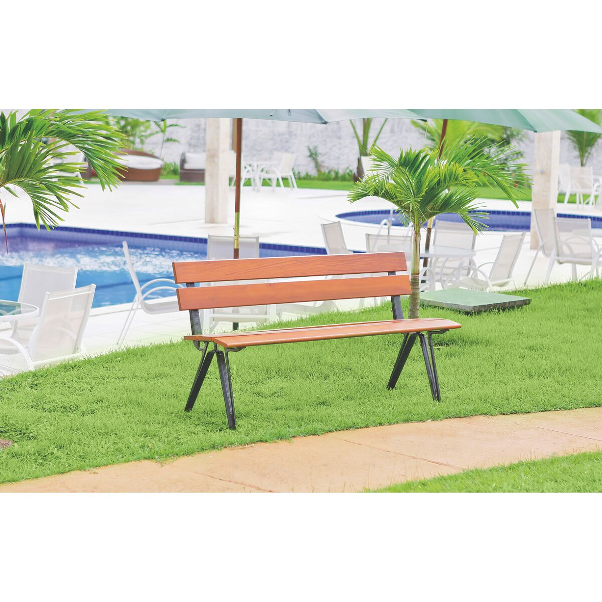 Banco de Madeira 3 Lugares com Base Fundida Preta Urban - SKU 13774196 - 4 image number 3
