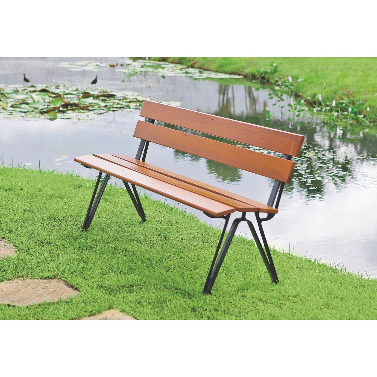 Banco de Madeira 3 Lugares com Base Fundida Preta Urban - SKU 13774196 - 5 image number 4
