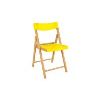 Cadeira de Madeira Dobrável Tramontina Potenza em Madeira Tauarí com Acabamento Envernizado Natural e Assento e Encosto em Polipropileno Amarelo