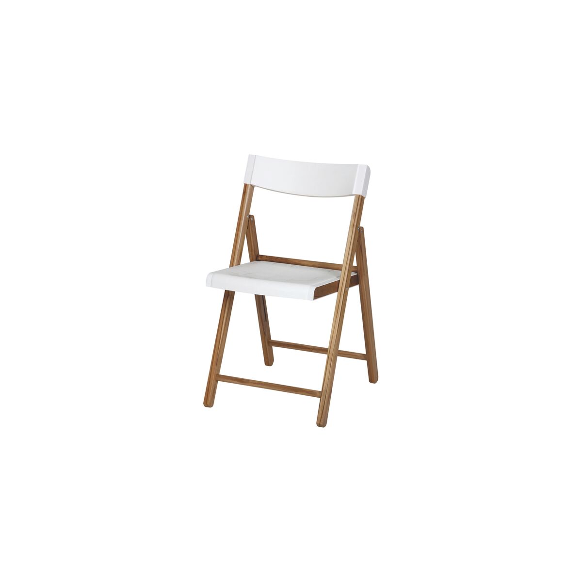 Cadeira de Madeira Dobrável Tramontina Potenza em Madeira Teca com Acabamento Natural com Assento e Encosto em Polipropileno Branco