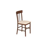 Tramontina Danúbio armless chair in almond-colored Tauari wood with beige upholstery