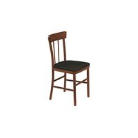 Tramontina Danúbio armless chair in almond-colored Tauari wood with black upholstery