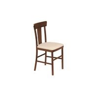 Tramontina Adele armless chair in almond-colored Tauari wood with beige upholstery