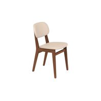 Tramontina London armless chair in almond-colored Tauari wood with beige upholstery