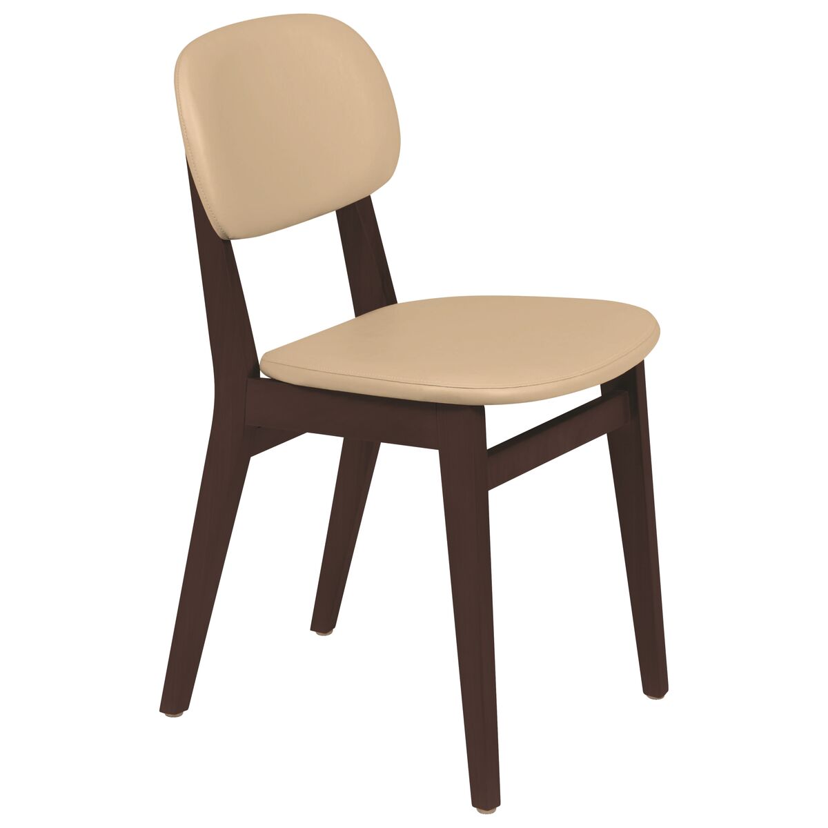 Tramontina London Armless Chair in Dark Brown-colored Tauari Wood with Beige Upholstery