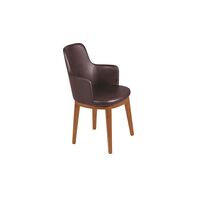 Tramontina Piazza London Tauari wood armchair with almond varnish finish and coffee upholstery