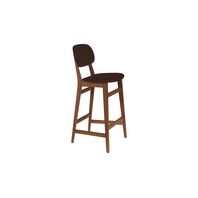 Tramontina Piazza London Tauari wood bar stool without arms, with almond varnish finish and coffee upholstery
