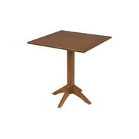 Tramontina London 70 cm square pedestal table in almond-colored Tauari wood, seats 4