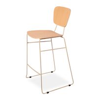 Banco Alto de Madeira Tramontina Barcelona em Multilaminado Natural com Estrutura em A&ccedil;o Acabamento Fendi Natural - SKU 14143610 - 1 image number 0