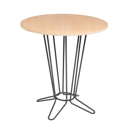 Mesa Redonda Coluna Central Tramontina Barcelona em Multilaminado Natural com Base em A&ccedil;o Acabamento Grafite 70 cm - SKU 14145075 - 1