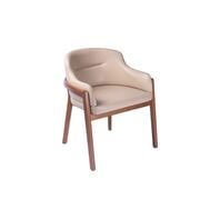 Tramontina Porto low armchair with Tauari wood base, almond finish and beige upholstery