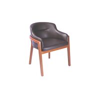 Tramontina Porto low armchair with Tauari wood base, almond finish and coffee upholstery