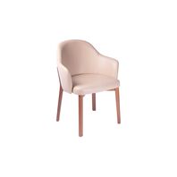 Tramontina Porto armchair with Tauari wood base, almond finish and beige upholstery