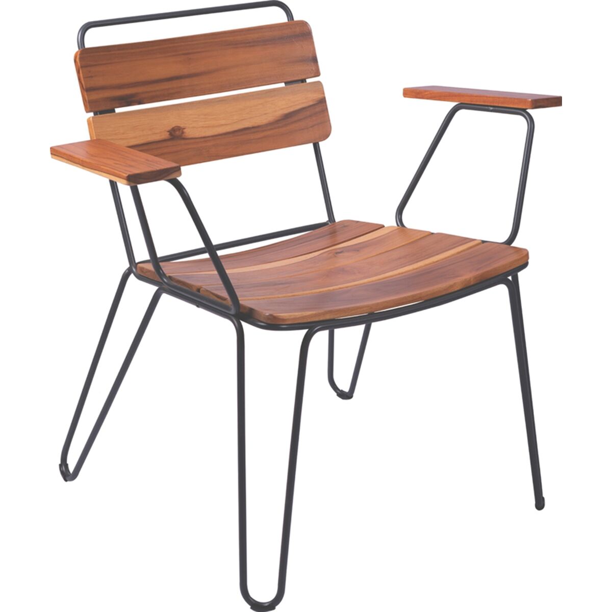 Tramontina Tarsila Chair with Teak Wood Arms, Carbon Steel Structure and Ecoclear Graphite Finish
