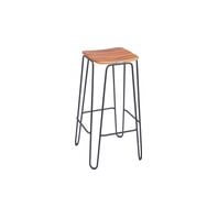 Tramontina Tarsila High Stool in Teak Wood with Carbon Steel Structure and Graphite Ecoclear Finish
