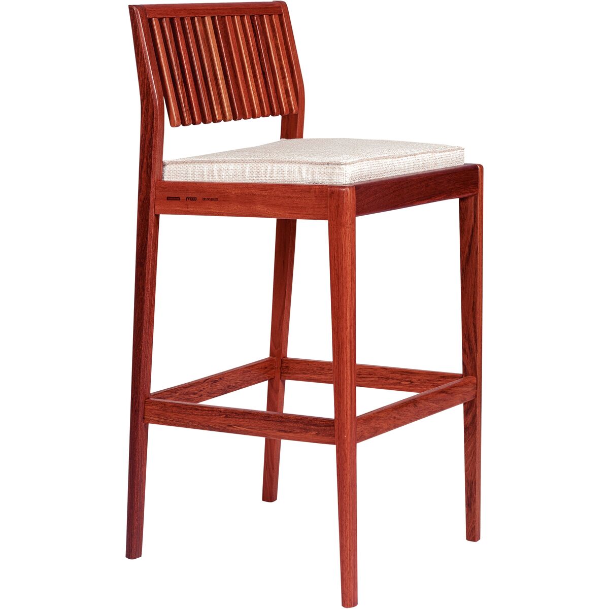 Banco Alto Tramontina Mood em Madeira Jatobá Eco Clear com Estofado Vanilla