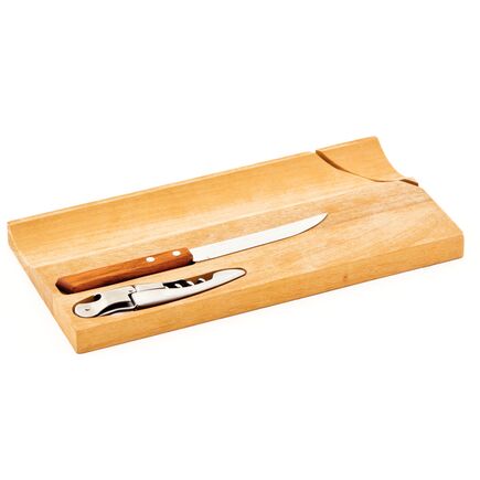 Kit para Salame e Vinho com T&aacute;bua + Faca 5" + Saca-Rolhas - SKU 10239390 - 1