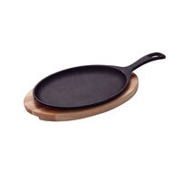 T&aacute;bua para Churrasco Tramontina Mix Grill Oval em Ferro Fundido com Base em Madeira Mista com Cabo 38,5 x 19 cm - SKU 10239638 - 1 image number 0
