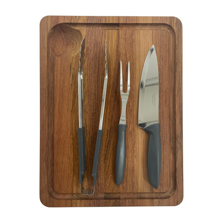 Kit Esta&ccedil;&atilde;o de Corte de 40x30 cm em Madeira Jatob&aacute; com brancal e acabamento em &Oacute;leo - SKU 10239759 - 1