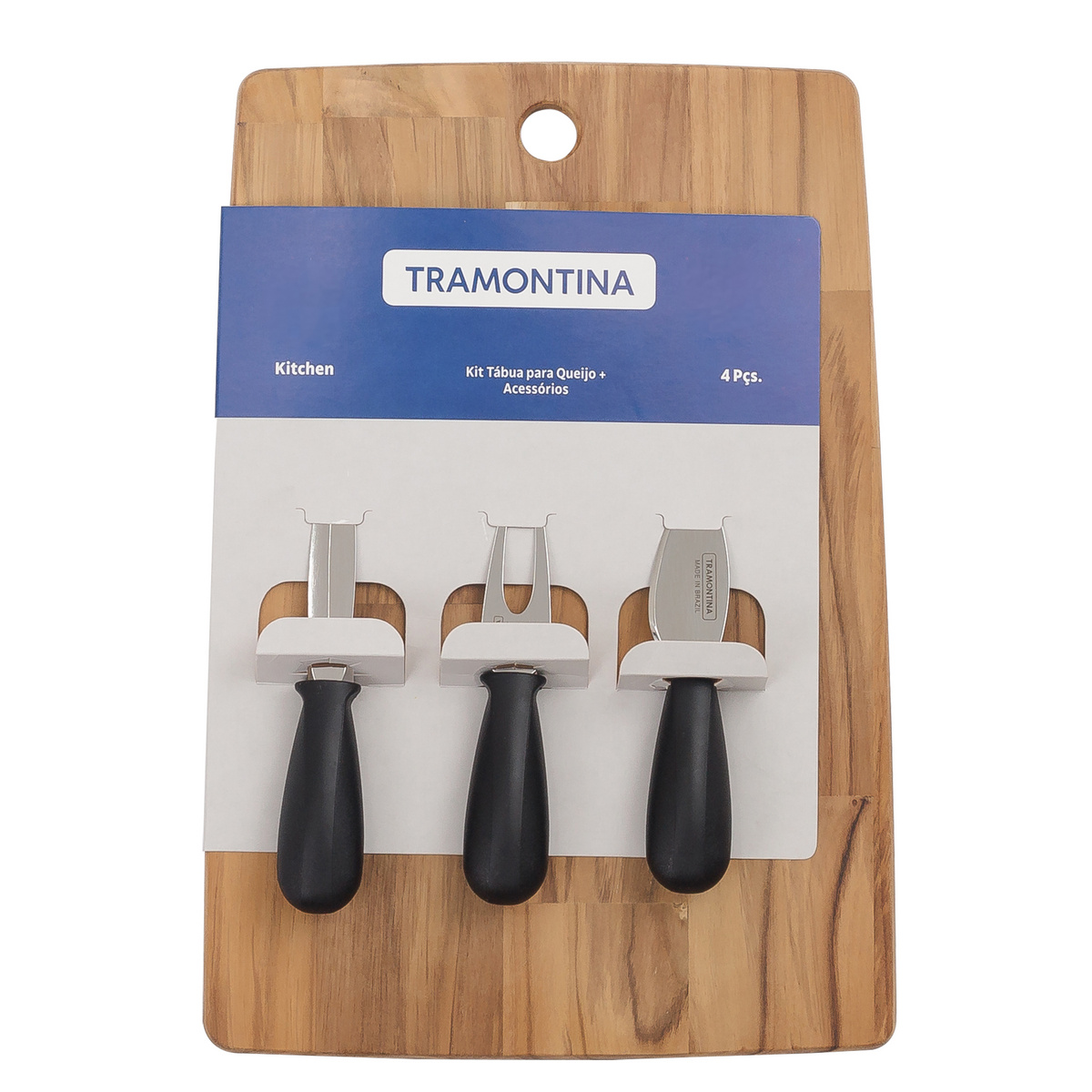 Kit T&aacute;bua e Jogo para Queijo Tramontina em madeira Teca finger com Acabamento Lixado Cor Natural - SKU 10239769 - 4 image number 3