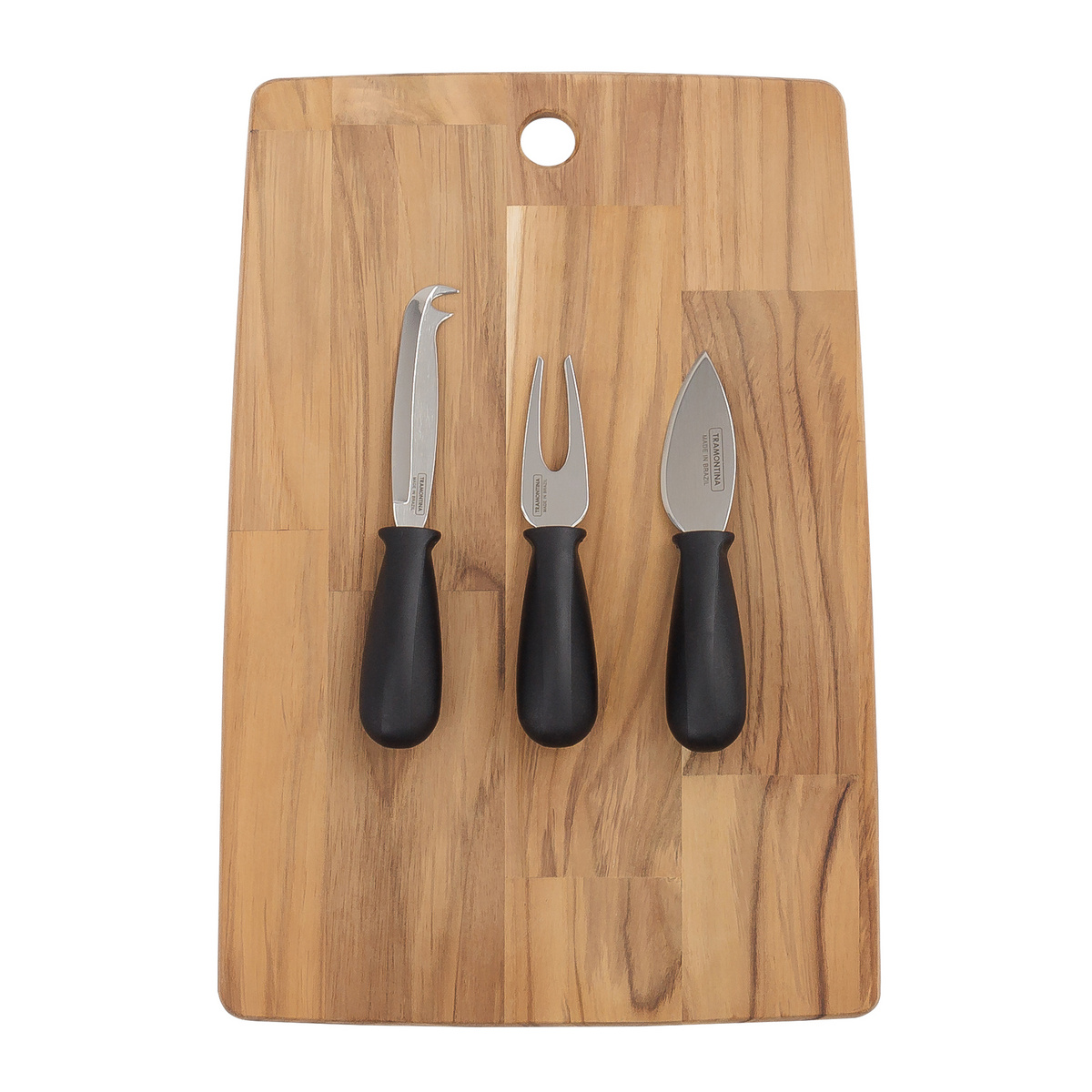 Kit T&aacute;bua e Jogo para Queijo Tramontina em madeira Teca finger com Acabamento Lixado Cor Natural - SKU 10239769 - 1 image number 0