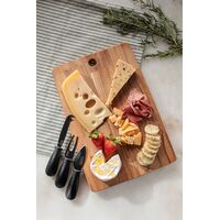 Kit T&aacute;bua e Jogo para Queijo Tramontina em madeira Teca finger com Acabamento Lixado Cor Natural - SKU 10239769 - 2 image number 1