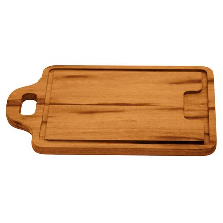 T&aacute;bua para Churrasco Tramontina Retangular M&eacute;dia em Madeira Muiracatiara com Acabamento Envernizado com Al&ccedil;a 34 x 23 cm - SKU 13051100