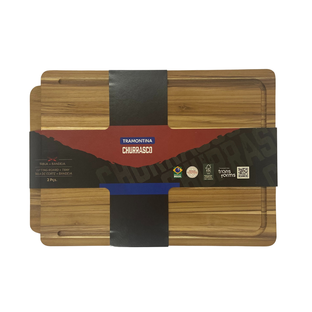 Kit T&aacute;bua e Bandeja Tramontina Churrasco em Madeira Teca com Acabamento em &Oacute;leo Mineral 40 x 30 cm Cor Natural - SKU 13094351 - 9 image number 8
