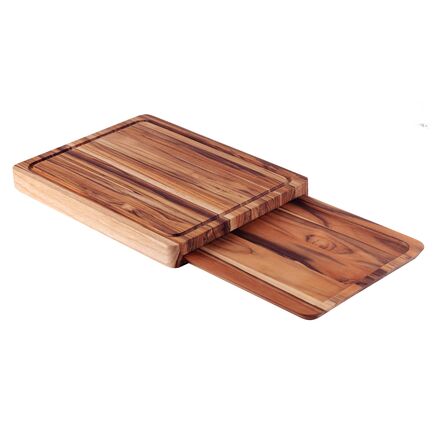Kit T&aacute;bua e Bandeja Tramontina Churrasco em Madeira Teca com Acabamento em &Oacute;leo Mineral 40 x 30 cm Cor Natural - SKU 13094351 - 1