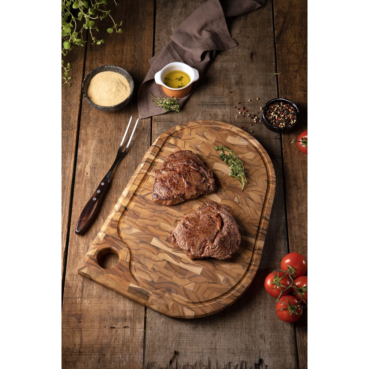T&aacute;bua para Churrasco Tramontina Fol&iacute;um em Madeira Teca FSC com acabamento em &Oacute;leo de 45 cm - SKU 13583351 - 3 image number 2