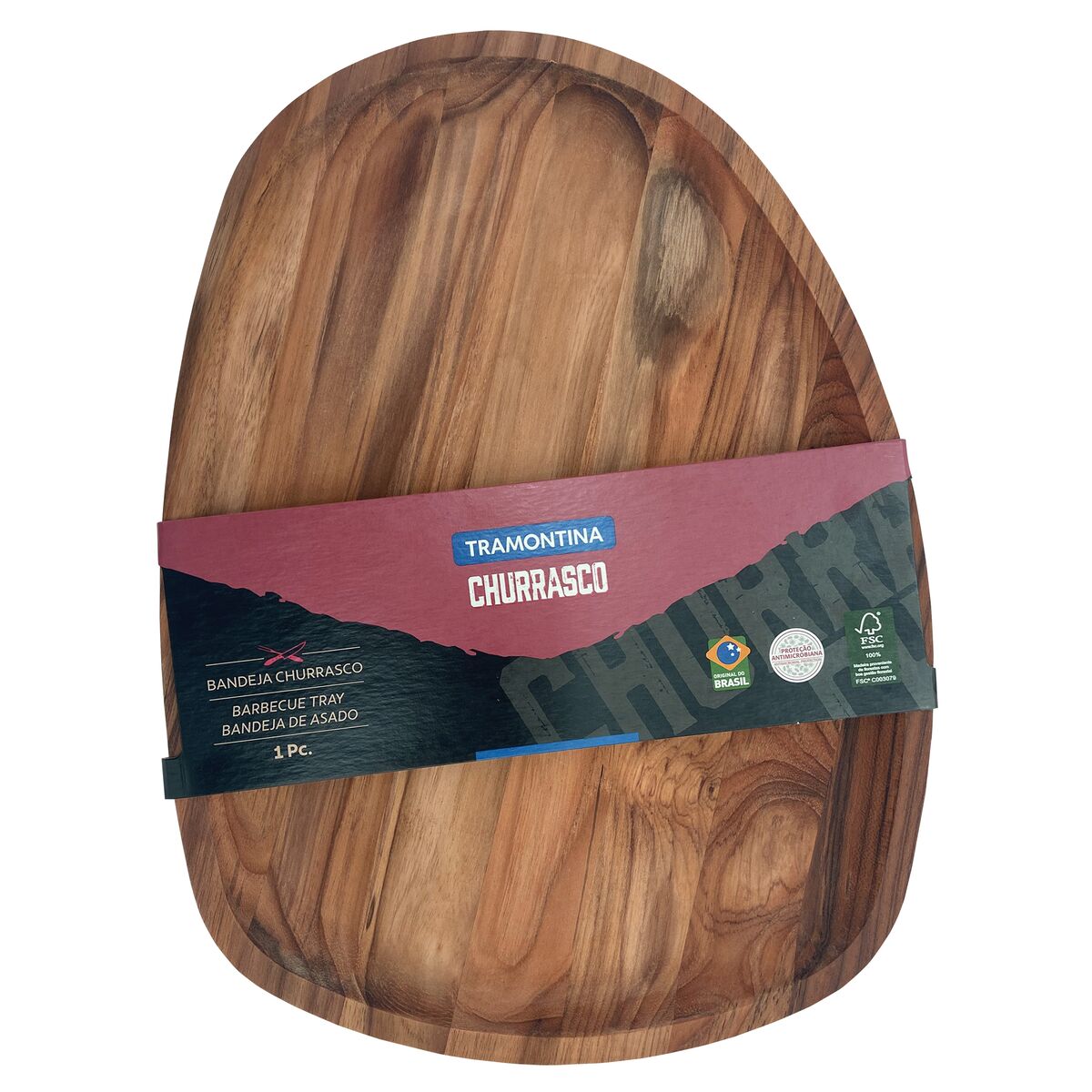 Gamela Org&acirc;nica Tramontina Churrasco em Madeira Teca com Acabamento em &Oacute;leo Mineral 44 x 33 cm Cor Natural - SKU 13603351 - 6 image number 5