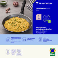 Frigideira Tramontina Turim em Alum&iacute;nio com Revestimento Interno e Externo em Antiaderente Starflon Max Chumbo 20 cm 0,8 L Cor Chumbo - SKU 20260620 - 3 image number 2