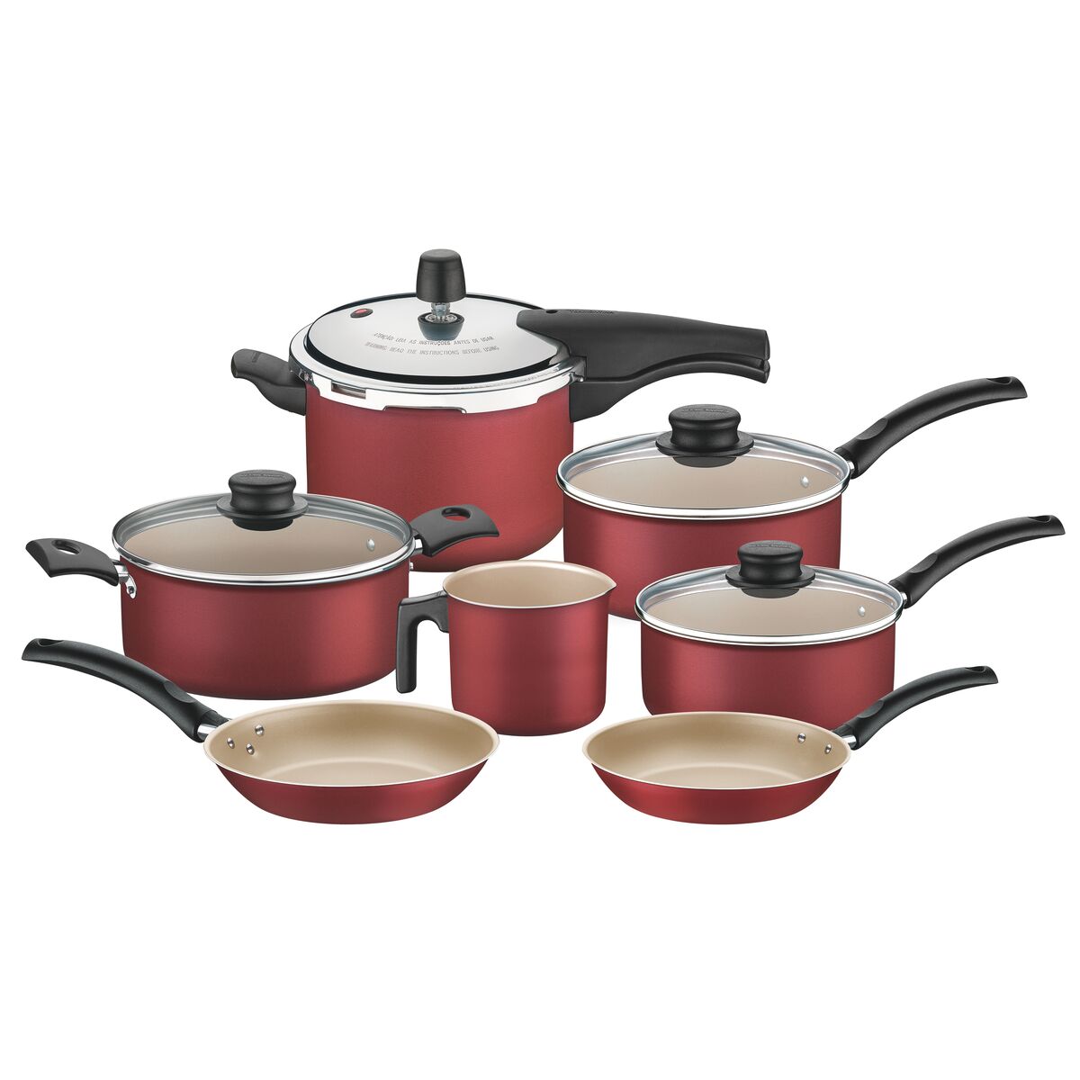 Jogo de Panelas Tramontina Turim em Alum&iacute;nio com Revestimento Interno e Externo de Antiaderente Starflon Max Vermelho 7 pe&ccedil;as Cor Vermelho - SKU 20298732 - 1 image number 0