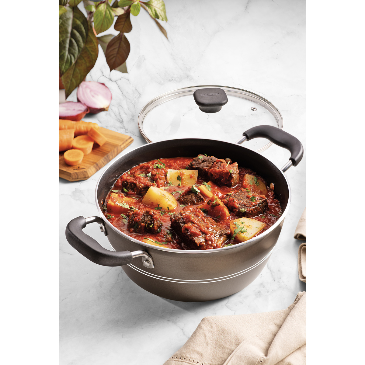 Ca&ccedil;arola Tramontina Sic&iacute;lia em Alum&iacute;nio com Revestimento Interno e Externo em Antiaderente Starflon Excellent Avel&atilde; 20 cm 2,4 L Cor Avel&atilde; - SKU 20402620 - 2 image number 1