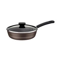 Tramontina Sicília Hazelnut Aluminum Skillet with Lid with Interior and Exterior Starflon Excellent Nonstick Coating 24 cm 2,5 L