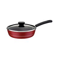 Tramontina Sicília Red Aluminum Skillet with Lid with Interior and Exterior Starflon Excellent Nonstick Coating 24 cm 2,5 L