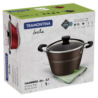 Caldeir&atilde;o Tramontina Sic&iacute;lia em Alum&iacute;nio com Revestimento Interno e Externo em Antiaderente Starflon Excellent Avel&atilde; com Tampa de Vidro 24 cm 5,7 L Cor Avel&atilde; - SKU 20407624 - 3 image number 2