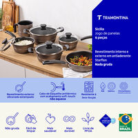 Jogo de Panelas Tramontina Sic&iacute;lia em Alum&iacute;nio com Revestimento Interno e Externo Antiaderente Starflon Excellent Avel&atilde; 6 Pe&ccedil;as Cor Avel&atilde; - SKU 20499620 - 4 image number 3