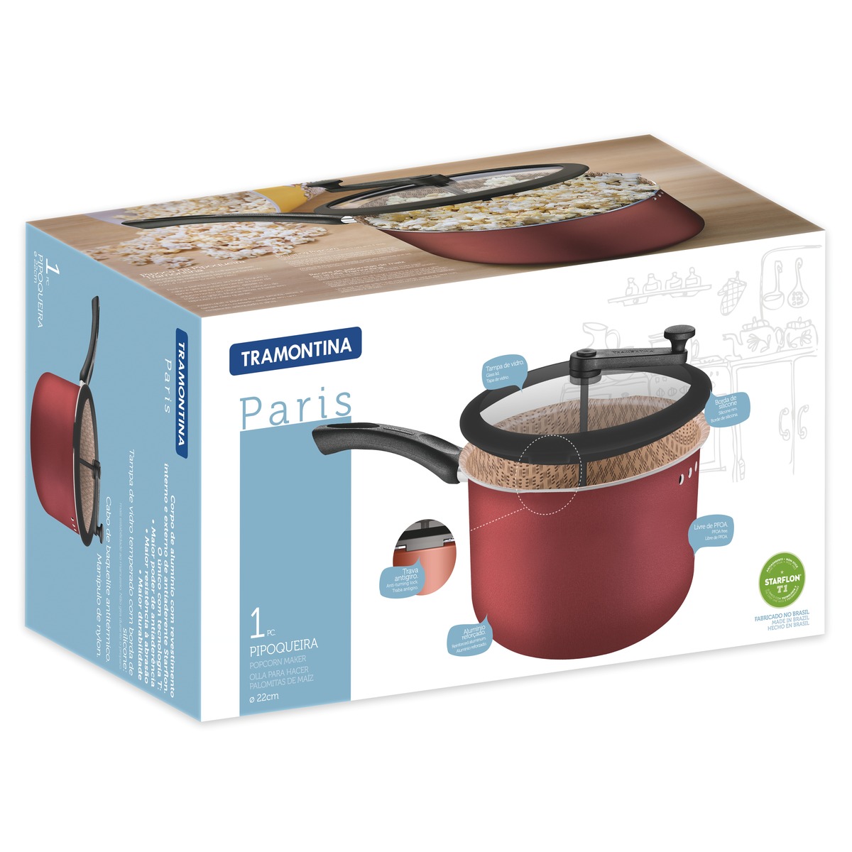 Olla hacer palomitas de maíz de aluminio con revestimiento interno de