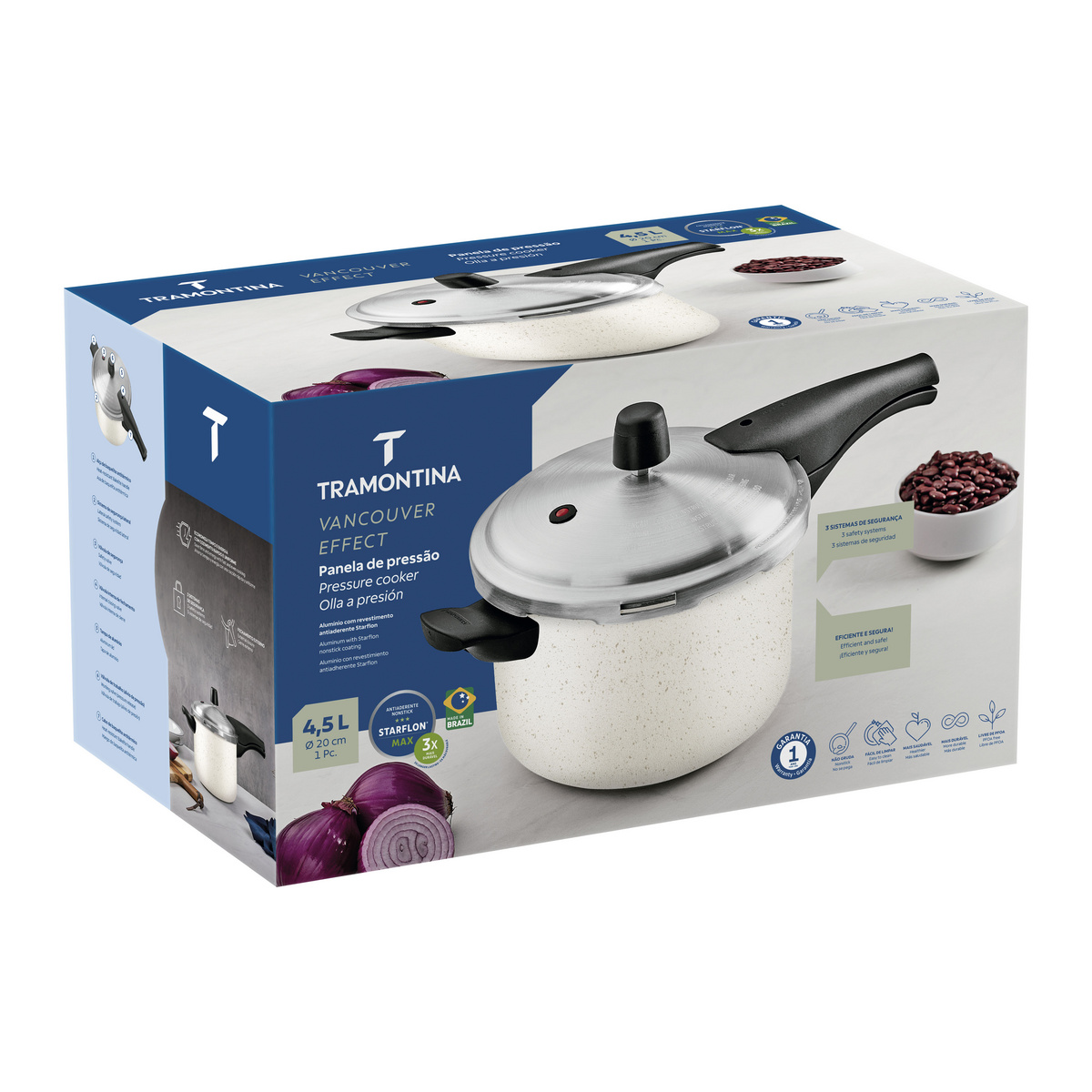 Panela de Press&atilde;o Tramontina Vancouver em Alum&iacute;nio com Revestimento Interno e Externo em Antiaderente Starflon Max Bege 20 cm 4,5 L - SKU 20591320 - 6 image number 5